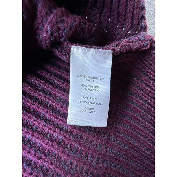 Ellen Tracy Sweater Womens Small Port Marl Burgundy Cable Knit Crew Neck New - Picture 10 of 15
